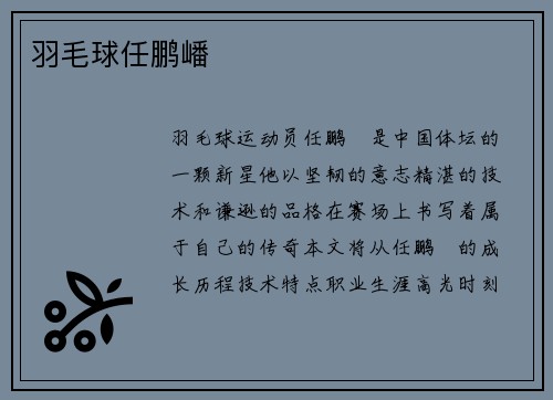 羽毛球任鹏嶓